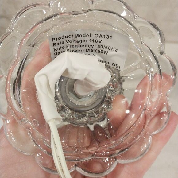 Vintage Dimmable Glass Night Light Bedside Table Lamp Scalloped Base Smokey Top - Picture 7 of 14